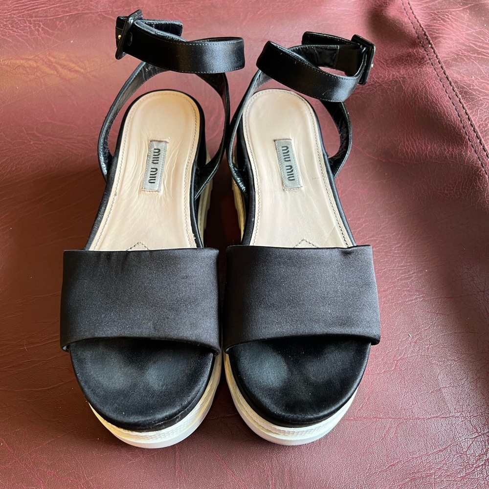Miu Miu Satin Platform Sandal